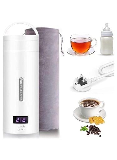 Portable Electric Kettle For Travel, Stainless Steel Electric Kettle For Coffee Milk Tea, Small Hot Water Boiler With Cup Bag, Auto Shut-Off, 4 Variable Presets, Boil Dry Protection (white(500ML))