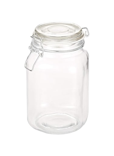 Harmony 2724623305677 Glass Jar with Glass Lid and Metal Clip, 1500 ml