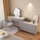 AWD Modern Makeup Vanity Table, Solid Wood Dressing Desk with Lighted Mirror, Side Chest of Drawers and Chair for Bedroom - Gray