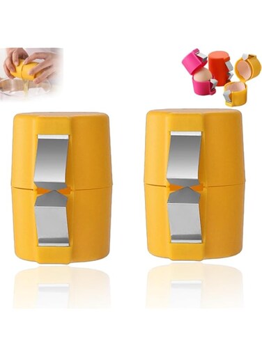 Egg Shell Opener, 2025 New Egg Cracker for Raw Eggs, Hard Boiled Egg Peeler, Egg Peeler Tool, Stainless Steel Eggshell Breaker Egg Shell Cutter Kitchen Gadgets, Egg Separator Tool (Yellow, 2PCS)