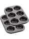 New Brand 2 Pack Deep Sturdy Muffin Fairy Cake 6 Cup Non Stick Baking Tray Tin for Yorkshire Pudding Pies, Cupcakes, Muffin and Brownies, Carbon Steel
