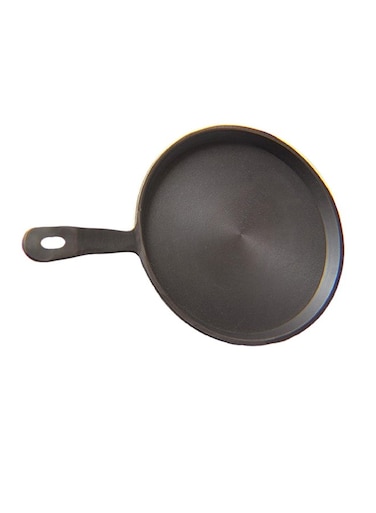 Pre-Seasoned Cast Iron Dosa Tawa With Handle Black 25cm