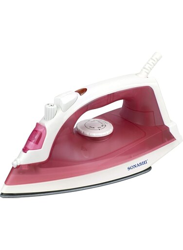 SONASHI SI-5077T Steam Iron - 1600W Power Iron, Non-Stick Coated Soleplate w/Steam, Burst Steam, Spray, Dry Iron Modes, Red   Appliances