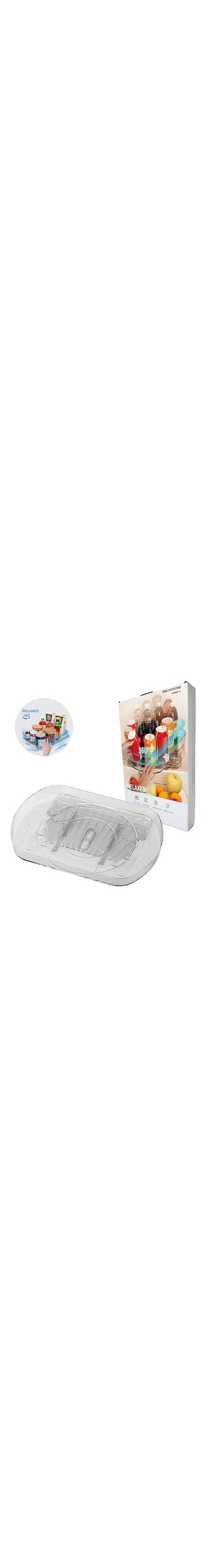 MONAMORE Lazy Susan Kitchen Organizer - Quite 360&deg; &amp; Bathroom Organizer, Space-Saving Fridge Organizers and Storage - Perfect For Cabinets, Makeup &amp; More - Easy Clean with Soap &amp; Water (40.2x28.3cm)