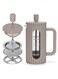 French Press Coffee and Tea Maker 350mL, Heat Resistant Thickened Borosilicate Glass Stainless Steel Coffee and Tea Press, Hot and Cold Brew Coffee French Press (Beige)