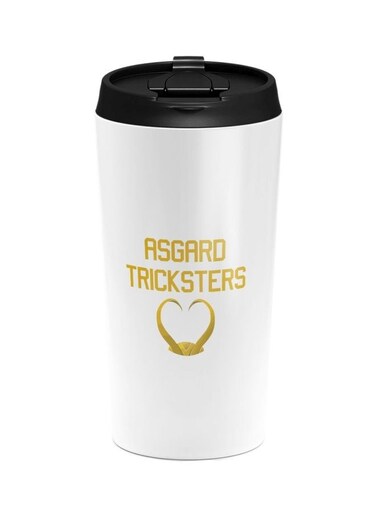 Loki Printed Travel White Tumbler With Lid
