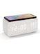 Lancoon Wooden LED Alarm Clock with Wireless Charging Temperature and Humidity Display Calendar Adjustable Brightness Sound Control for Bedroom Home Office (White)
