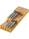 Bamb&uuml;si In-Drawer Knife Block Organizer - Bamboo Wood Drawer Knife Organizer - Holds 5 Long + 6 Short Knives (Not Included) - Store Knives with Blades Pointing Down
