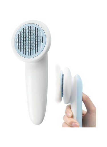 OKBUYNOW Pet Grooming Brush Self Clean Slicker Comb Shedding Tools for Dogs and Cats Massage Removes Loose Undercoat Mats Tangled Dead Dirt, Blue