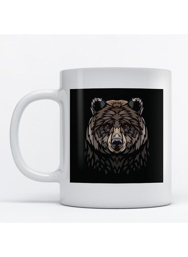 Bear Printed Mug White/Black/Brown
