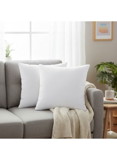 Home Luxury Cushion Filler, Decorative Pillow Inserts (Pack of 2, White) - Square Indoor Bed and Couch Pillows - Hollowfibre Cushion Fillers (Pack of 2, 60 x 60 cm)