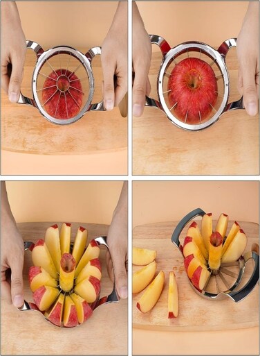 Savorliving Apple Slicer 12 Sharp Blades Stainless Steel Apple Cutter, Pitter, Thoroughly-Cut Blade Design, Divider For Up To 4 Inches Apples (Classic)