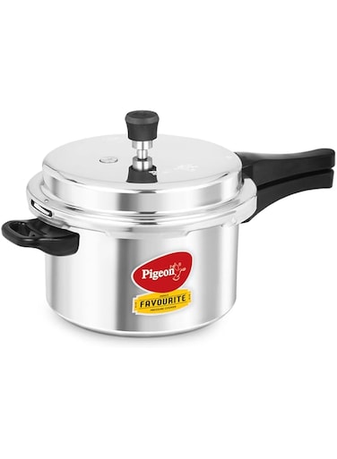 Pigeon by Stovekraft Favourite Induction Base Aluminum Pressure Cooker with Outer Lid, 5 Litres, Silver