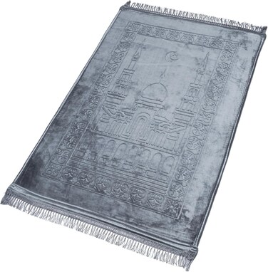 Prayer Mat Soft, Comfortable, None slip and Durable for Daily Use, prayer rug, For Ramadan Eid and Hajj Gift, (Grey) Velvet Prayer Mat.Prayer Rug