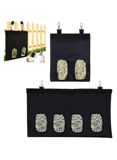 Bunny Hay Bag, Hay Holder with Adjustable Shoulder Strap, Large Capacity Hanging Feeder Bag for Small Animal Rabbit Guinea 2 Style