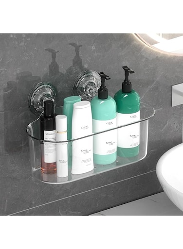 Diesisa Plastic Wall Mount Organizer, Suction Cup Shelves for Wall, Adhesive Shelf with with Strong Adhesive Suction Cups, Shower Organizer for Bathroom, Kitchen, Utility Room