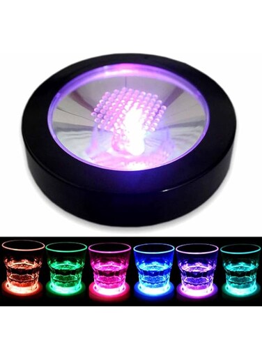 Tazweeq LED Coasters for Drinks,USB Rechargeable Light Up Coasters for Bar Beer Beverage, Wine Bottle Cup Luminous Mat Cup Holder for Party, Wedding, Bar Club (1 Pack, Black)