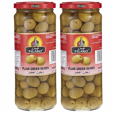Figaro Plain Green Olives, 450g Pack of 2