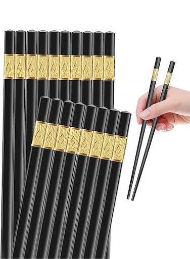 Pairs Dishwasher Safe Fiberglass Chopsticks Set, Reusable Japanese Chinese Chopsticks, Non-Slip, Easy to Use, Japanese Chinese Chop sticks for Home and Restaurant
