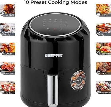 Geepas Digital Air Fryer, Black, 1400W, 3.5 Liter Capacity, GAF37512