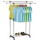 Clothes Double pole portable Rack Hanger Extendable Rolling Garments