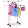 Clothes Double pole portable Rack Hanger Extendable Rolling Garments