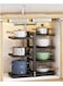 Pots and Pans Organizer for Cabinet,Kitchen Organizer and Storage Rack space Saving Stand with Adjustable Dividers 7 Layer Double Sided With Panel Black
