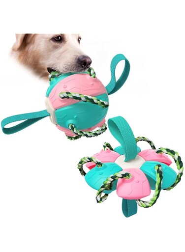 Hamsxo Dog Exercise Toy Water Ball Tug Toy Flying Disc Outdoor Football Active Behavior Pet Kitten Puppy Birthday Gift Exercise Portable Interactive Ball (Pink)