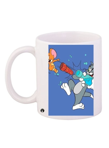 Tom And Jerry Printed Coffee Mug White/Blue/Grey
