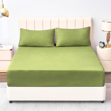 MUSA&Acirc;&reg; 3 Piece Fitted Sheet Set - King Size, Sage Green, 300 Thread Count