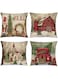 Hlonon Christmas Decorations Christmas Pillow Covers 18 x 18 Inches Set of 4 - Xmas Series Cushion Pillow Cover Custom Zippered Square Pillowcase