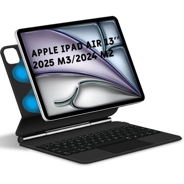 ZOOMEE Magic Keyboard Case For iPad Air 13 inch M3 2025 M2 Pro 12.9 Smart Cover Folio Multi-touch Magnetic Backlit Wireless Black