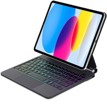 ZOOMEE Magic Keyboard Case for iPad (A16) 11th Gen 2025/iPad 10th Gen 10.9" 2022, Backlit with Trackpad Keyboard, Magnetic Floating Cantilever Stand for iPad 11th /10th Generation - Black