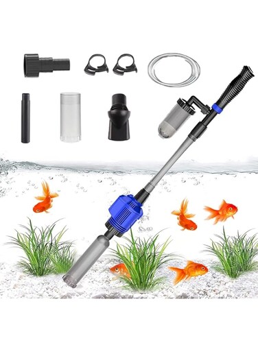 FC22 Electric Aquarium Vacuum Grit Cleaner, 32W 6 in 1 Multi-function Automatic Fish Tank Grit Vacuum for Sand Washing Cleaner Fish Tank Siphon Sand Washer Water Changer Filter Cleaner