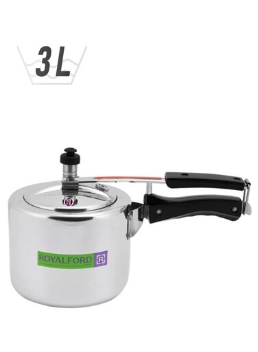 Aluminium Pressure Cooker &acirc;&euro;&ldquo; 3L with Inner Lid, Free Extra Gasket &amp; Safety Valve, Durable Silver Cookware for Fast &amp; Safe Cooking &acirc;&euro;&ldquo; Suitable for Gas &amp; Induction Hob Use Silver 3.0Liters
