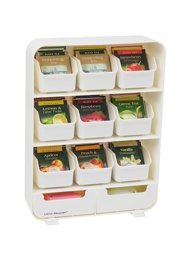 Mind Reader "Baggy" Tea Bag Holder And Condiment Organizer, White 4.33" L X 10.24" W X 13.11" H Tborg-Wht.
