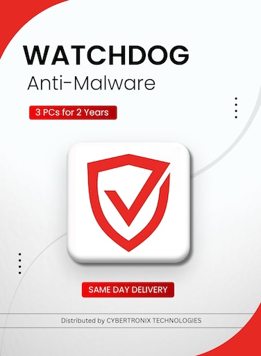 Watchdog Anti-Malware   3 PCs for 2 Years   Digital License   SAME DAY DELIVERY