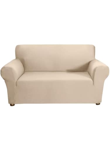 Docooler Silk Fabric Stretch Sofa Slipcover, 2 Seater, Beige