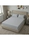 Striped Fitted Sheet Set Light Grey Cotton Bedding Set with Deep Pocket Elastic Bed Sheet and Two Pillowcases Breathable Soft Fabric Mattress Cover 90x200 cm