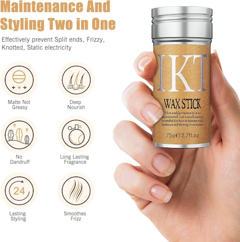 IKT Hair Styling Wax Stick for Smooth Wigs, Non-Greasy Styling Solution for Flyaways, Edges, and Frizz - 75g e 2.7 fl.oz