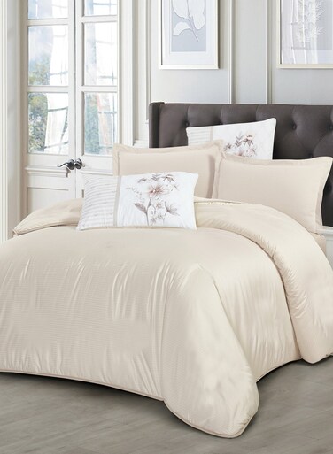 Duvet Set 4-Pcs Striped Microfiber Bed Set, Fits 100x200cm Twin Size Bed - 1 Duvet Cover ,1 Fitted Sheet ,1 PillowSham And 1 Pillowcases(Without Filler)