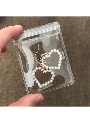 NimbusNote 100Pcs PVC Jewelry Pouches Clear Zipper Bags, Anti Oxidizing Earrings Storage Bags for Storage Jewelry Packing Bags