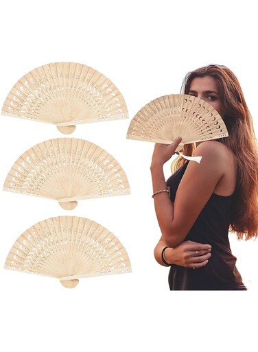 Wooden Folding Fan 3 Pack Dolphin Pattern Wooden Foldable Fan Handheld Folding Fans Sandalwood Hand Fan Wooden Hand Fan Chinese Sandalwood Fan with Tassel for Women Wedding Souvenir Favors Baby Shower
