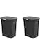 Esqube Laundry Basket with Lid Black 50L Capacity Pack Of 2