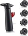 Wine Saver Pump with 2 x Vacuum Bottle Stoppers - Black (Black Pump + 4 Stoppers)