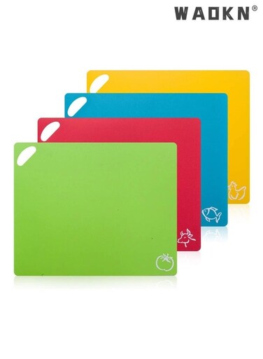 Plastic Cutting Board Set, Color Coded, BPA free Cutting board for Kitchen, Nonslip and Dishwasher Safe, Deep cuts resistant cutting boards,chopping board set Easy-Grip Handles, (Set of 4)