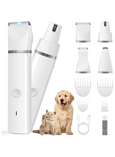 Veeconn Dog Clippers Grooming Kit Hair Clipper-Low Noise Paw Trimmer- Rechargeable - Cordless Quiet Nail Grinder Shaver for Cats and Other Pets