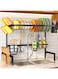 The Sink Dish Drying Rack, Width Adjustable (26.8" to 34.6") 2 Tier Dish Rack Drainer for Kitchen Counter Organization and Storage, Utensil Sponge Holder Sink Caddy Dryer RackSpace Saver(Black)