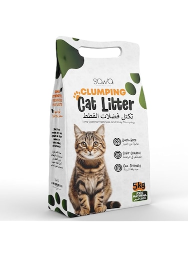 SAWA Cat Litter - 99.9% Dust-Free, Low Tracking, Hard Clumping Cat Litter, Long Lasting Odor Control, Unscented &amp; Natural Ingredients (5 Kg / 11ltr)