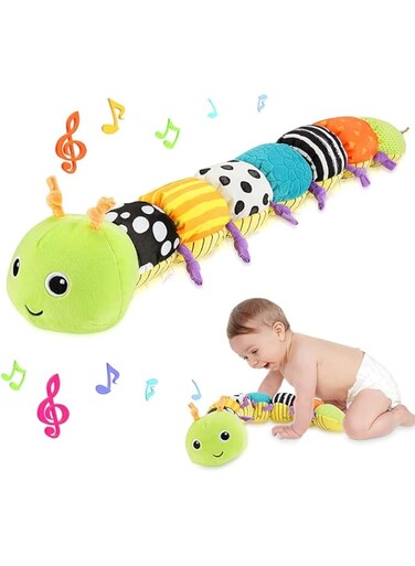 Baby Toys 0-6 Months, Infant Baby Musical Animal Activity Soft Toys,Multi-Textures,Crinkle with Ruler Design, Musical Caterpillar Infant Toys for Tummy Time Newborn Boys Girls 0 3 6 12 Months